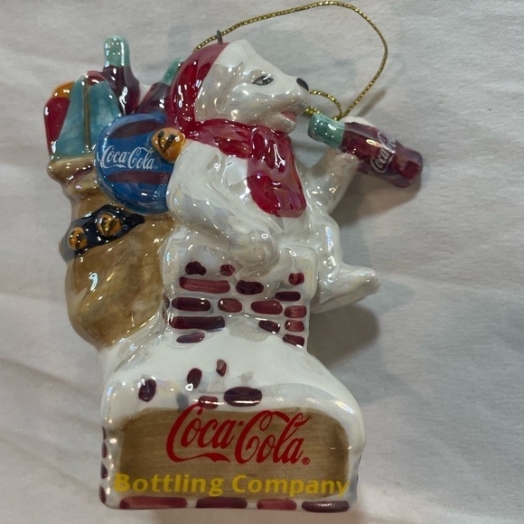 Lot Of 2 Coca Cola Christmas Ornaments 2003 Pearlescent Porcelain Bottle Works - Picture 13 of 16